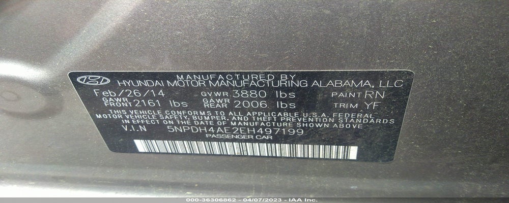 5NPDH4AE2EH497199 2014 HYUNDAI ELANTRA photo no. 9