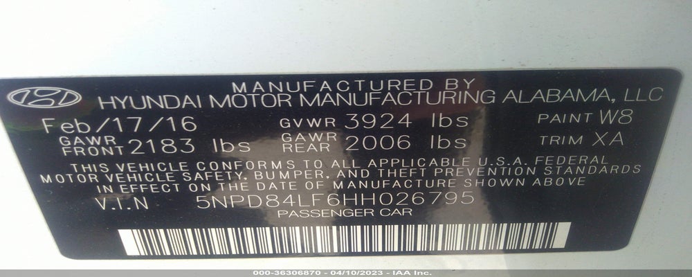 5NPD84LF6HH026795 2017 HYUNDAI ELANTRA photo no. 9