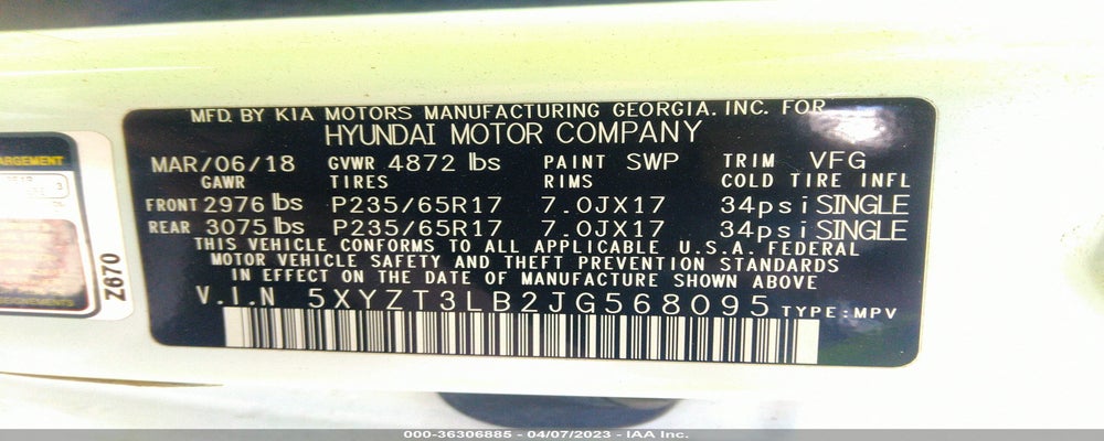 5XYZT3LB2JG568095 2018 HYUNDAI SANTA FE SPORT photo no. 9