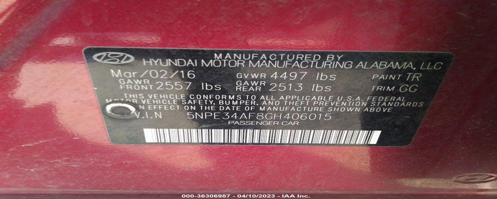5NPE34AF8GH406015 2016 HYUNDAI SONATA photo no. 9