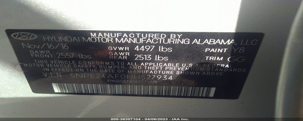 5NPE24AF0HH527934 2017 HYUNDAI SONATA photo no. 9