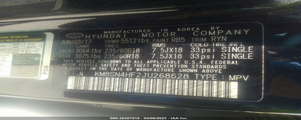 KM8SN4HF2JU268628 2018 HYUNDAI SANTA FE photo no. 9