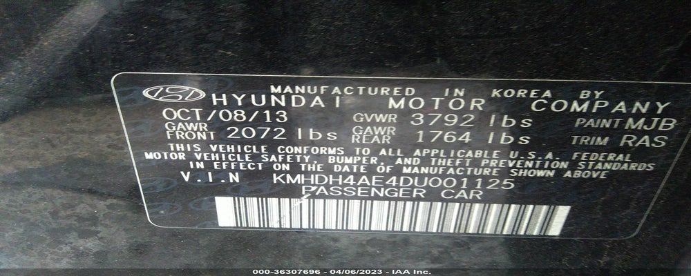 KMHDH4AE4DU001125 2013 HYUNDAI ELANTRA photo no. 9