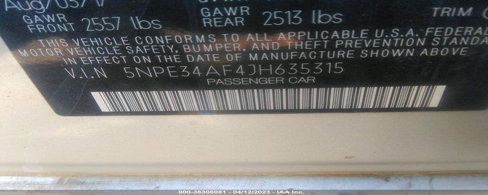 5NPE34AF4JH635315 2018 HYUNDAI SONATA photo no. 9