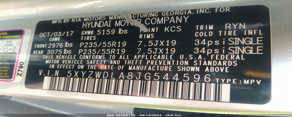 5XYZWDLA8JG544596 2018 HYUNDAI SANTA FE SPORT photo no. 9