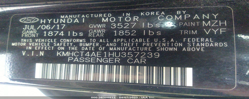 KMHCT4AE1HU357239 2017 HYUNDAI ACCENT photo no. 9
