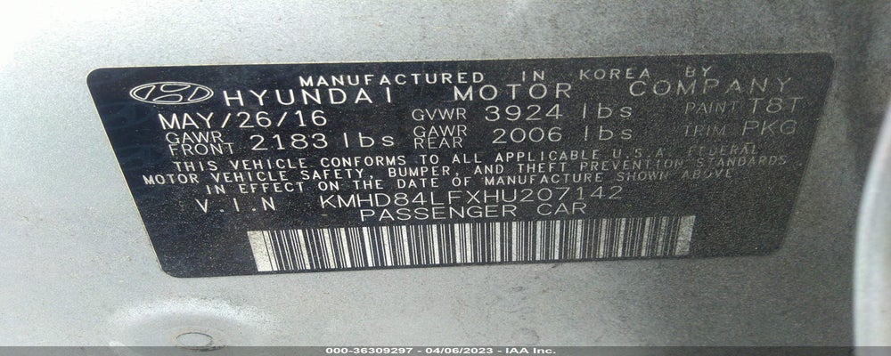 KMHD84LFXHU207142 2017 HYUNDAI ELANTRA photo no. 9
