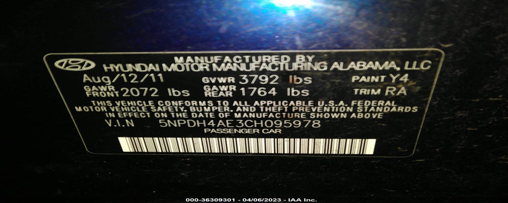 5NPDH4AE3CH095978 2012 HYUNDAI ELANTRA photo no. 9