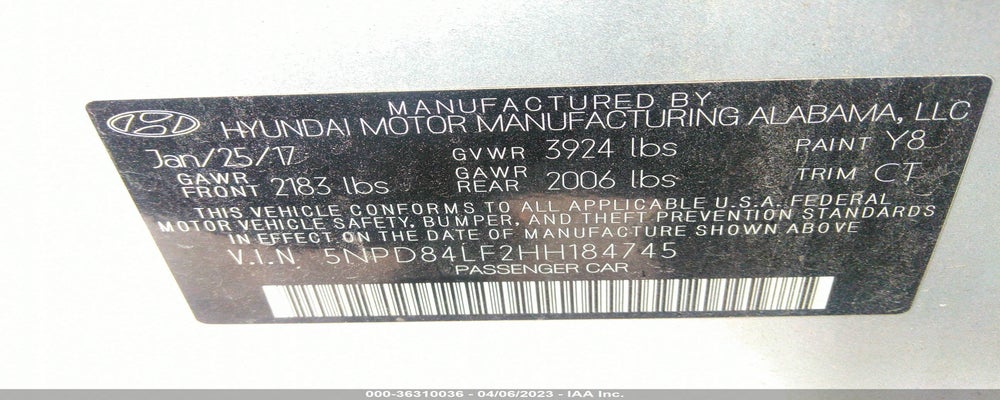 5NPD84LF2HH184745 2017 HYUNDAI ELANTRA photo no. 9