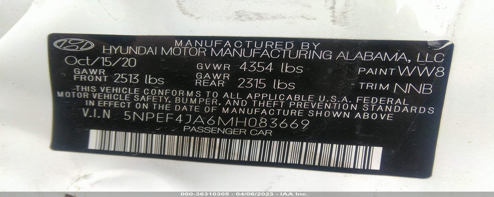 5NPEF4JA6MH083669 2021 HYUNDAI SONATA photo no. 9