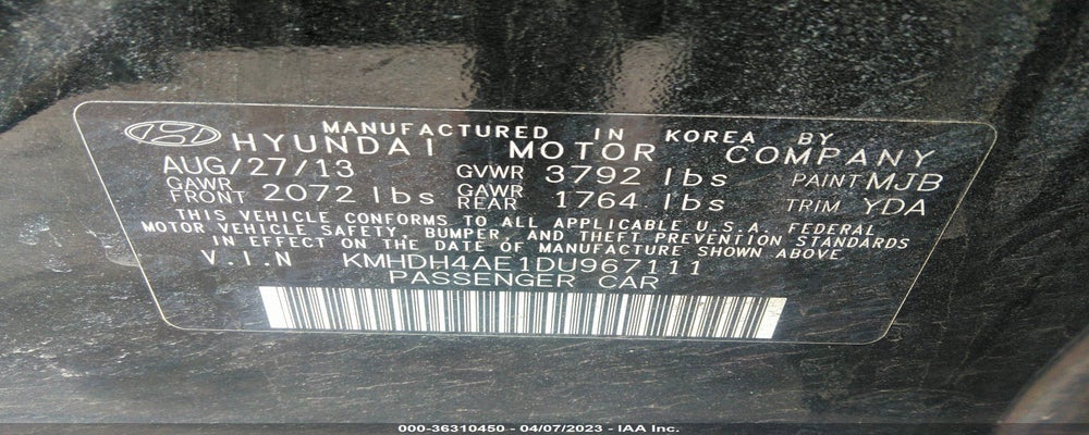 KMHDH4AE1DU967111 2013 HYUNDAI ELANTRA photo no. 9