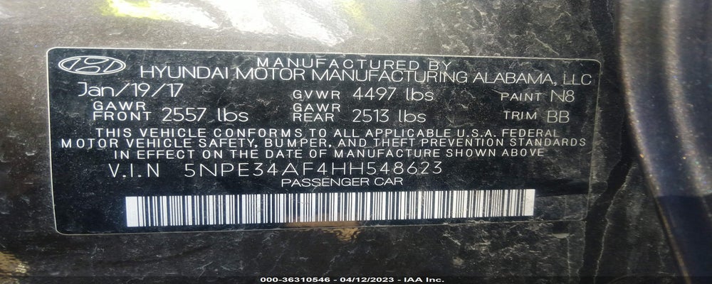 5NPE34AF4HH548623 2017 HYUNDAI SONATA photo no. 9