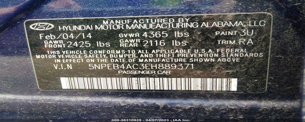 5NPEB4AC3EH889371 2014 HYUNDAI SONATA photo no. 9