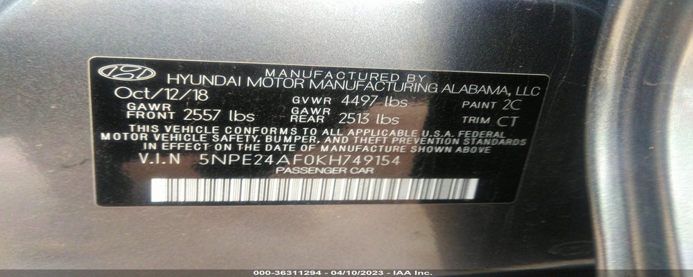 5NPE24AF0KH749154 2019 HYUNDAI SONATA photo no. 9