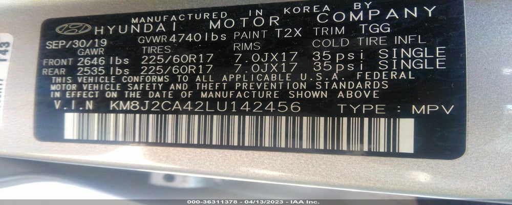 KM8J2CA42LU142456 2020 HYUNDAI TUCSON photo no. 9