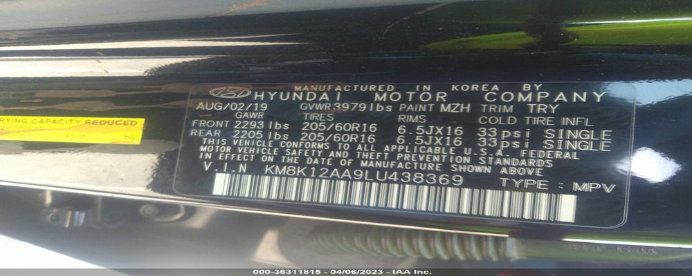KM8K12AA9LU438369 2020 HYUNDAI KONA photo no. 9