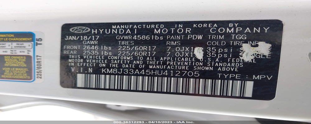KM8J33A45HU412705 2017 HYUNDAI TUCSON photo no. 9