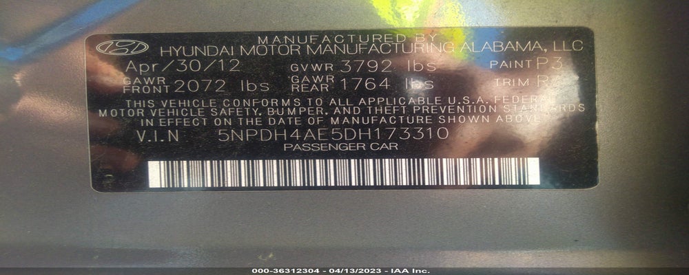 5NPDH4AE5DH173310 2013 HYUNDAI ELANTRA photo no. 9