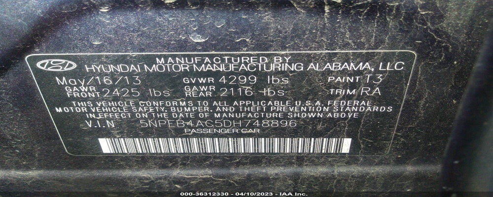 5NPEB4AC5DH748896 2013 HYUNDAI SONATA photo no. 9