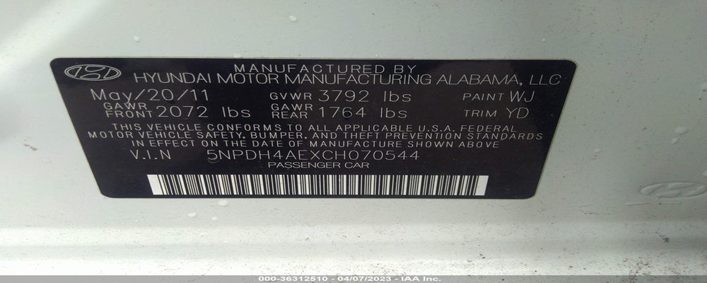 5NPDH4AEXCH070544 2012 HYUNDAI ELANTRA photo no. 9