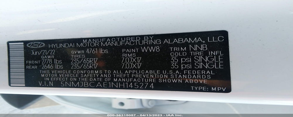 5NMJBCAE1NH145274 2022 HYUNDAI TUCSON photo no. 9