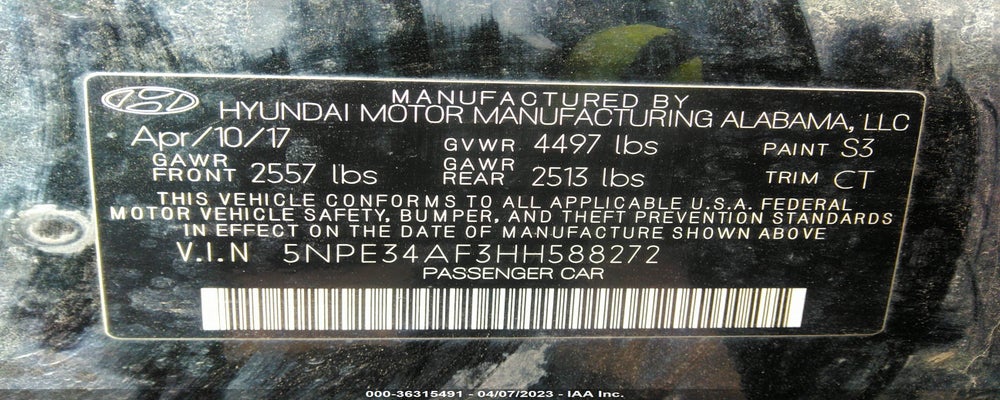 5NPE34AF3HH588272 2017 HYUNDAI SONATA photo no. 9