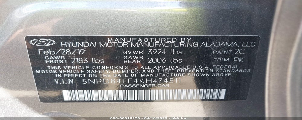 5NPD84LF4KH474511 2019 HYUNDAI ELANTRA photo no. 9