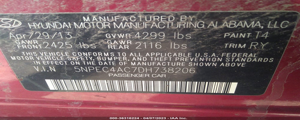 5NPEC4AC7DH738206 2013 HYUNDAI SONATA photo no. 9