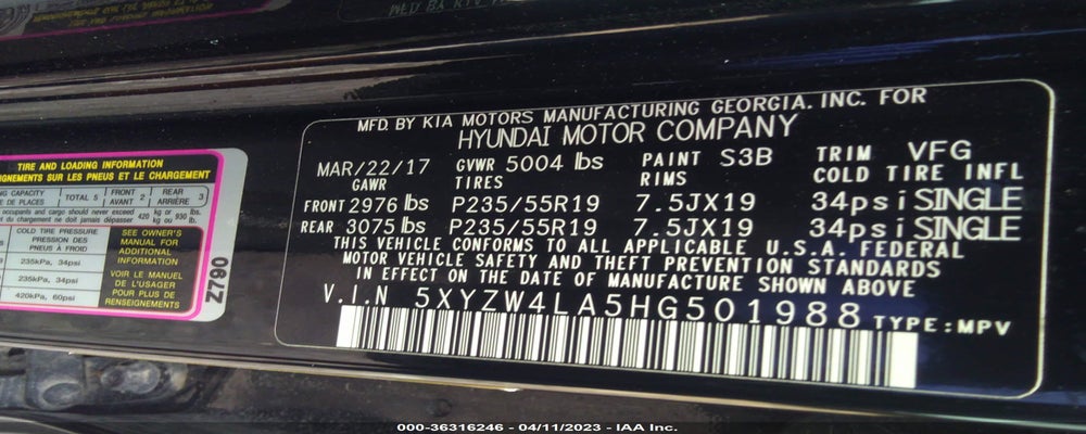 5XYZW4LA5HG501988 2017 HYUNDAI SANTA FE SPORT photo no. 9