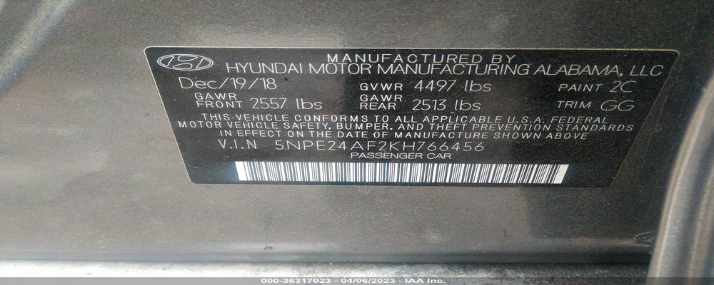 5NPE24AF2KH766456 2019 HYUNDAI SONATA photo no. 9