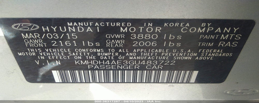 KMHDH4AE3GU483722 2016 HYUNDAI ELANTRA photo no. 9