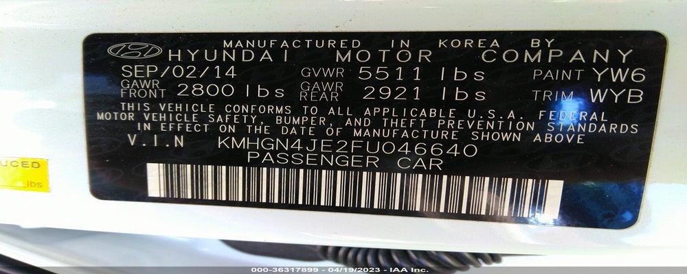 KMHGN4JE2FU046640 2015 HYUNDAI GENESIS photo no. 9