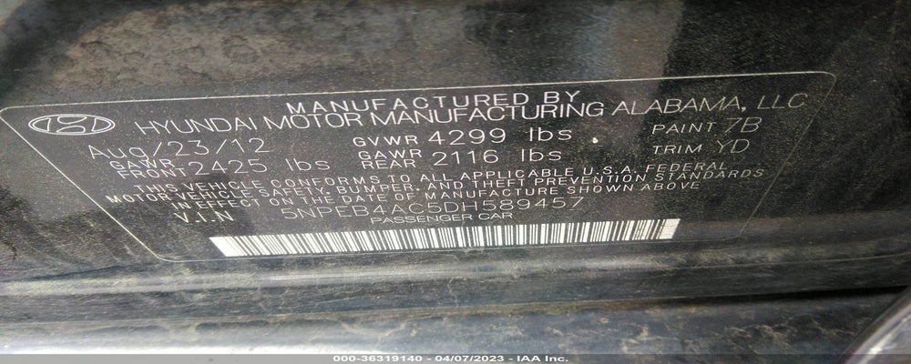 5NPEB4AC5DH589457 2013 HYUNDAI SONATA photo no. 9
