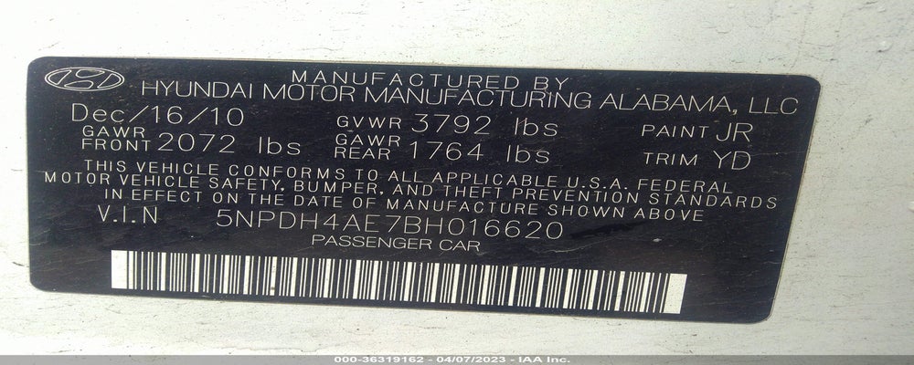 5NPDH4AE7BH016620 2011 HYUNDAI ELANTRA photo no. 9