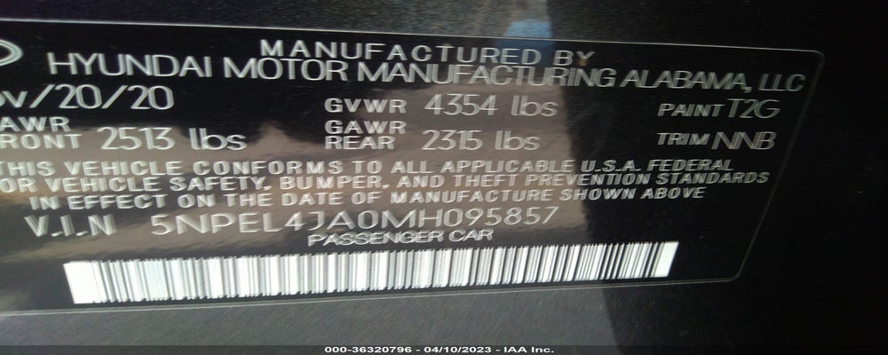 5NPEL4JA0MH095857 2021 HYUNDAI SONATA photo no. 9