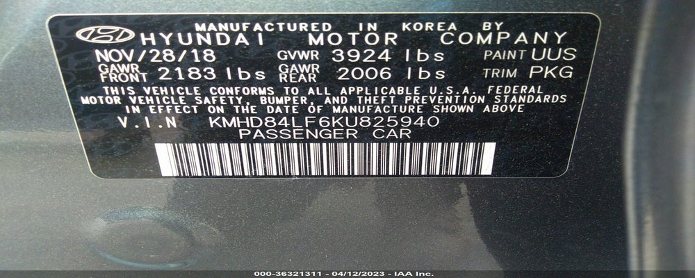 KMHD84LF6KU825940 2019 HYUNDAI ELANTRA photo no. 9