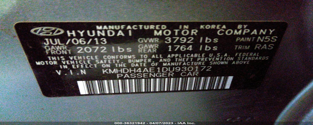 KMHDH4AE1DU930172 2013 HYUNDAI ELANTRA photo no. 9