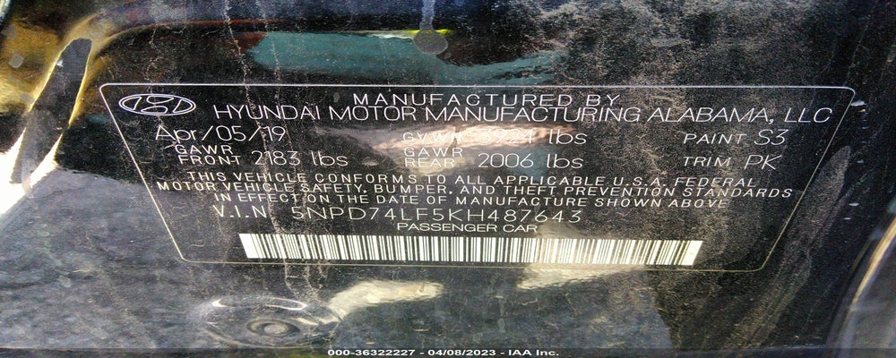 5NPD74LF5KH487643 2019 HYUNDAI ELANTRA photo no. 9