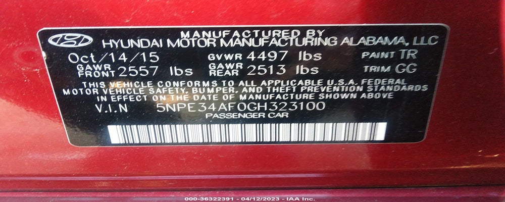5NPE34AF0GH323100 2016 HYUNDAI SONATA photo no. 9