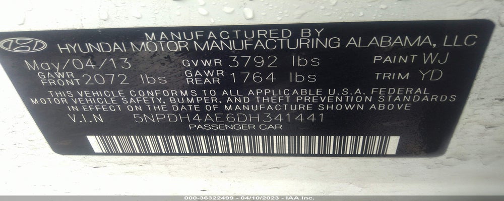 5NPDH4AE6DH341441 2013 HYUNDAI ELANTRA photo no. 9
