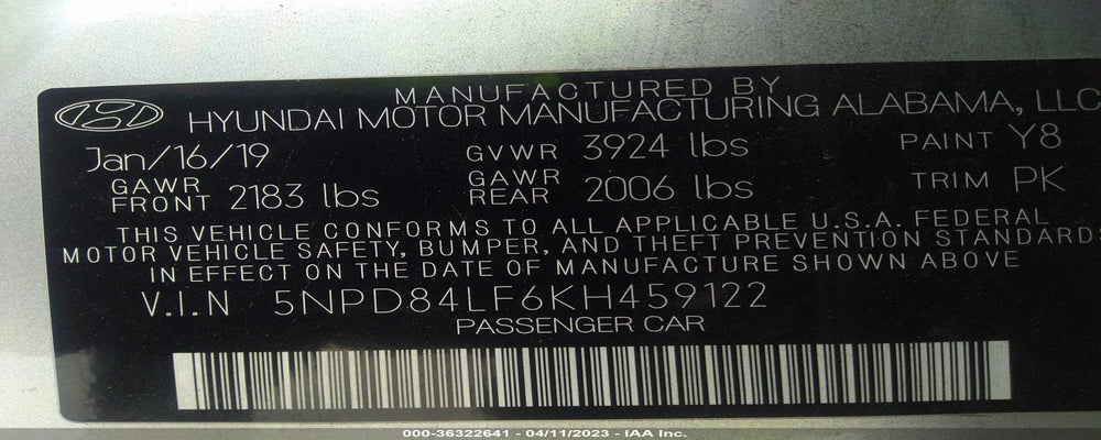 5NPD84LF6KH459122 2019 HYUNDAI ELANTRA photo no. 9