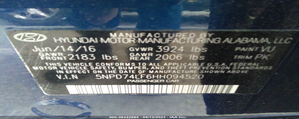 5NPD74LF6HH094520 2017 HYUNDAI ELANTRA photo no. 9