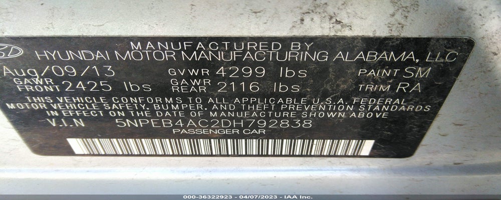 5NPEB4AC2DH792838 2013 HYUNDAI SONATA photo no. 9