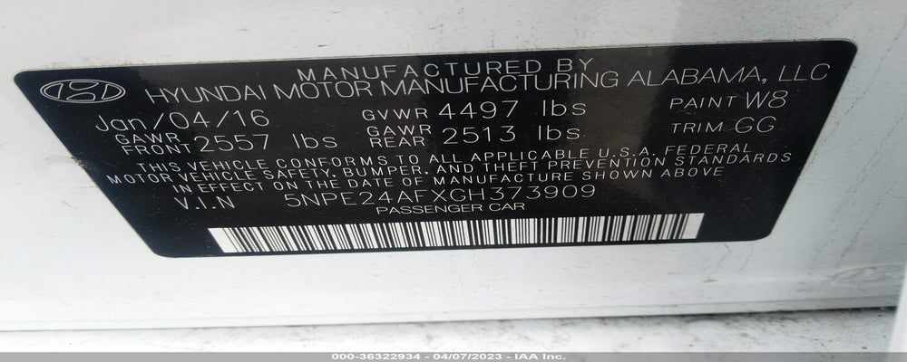 5NPE24AFXGH373909 2016 HYUNDAI SONATA photo no. 9