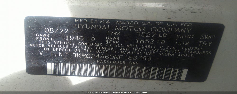 3KPC24A60NE183769 2022 HYUNDAI ACCENT photo no. 9