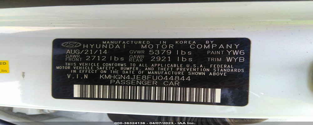 KMHGN4JE8FU044844 2015 HYUNDAI GENESIS photo no. 9