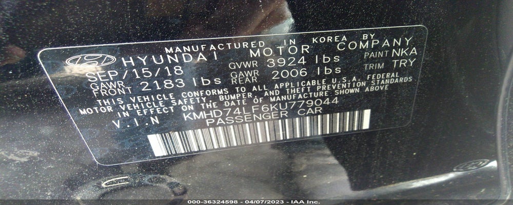 KMHD74LF6KU779044 2019 HYUNDAI ELANTRA photo no. 9
