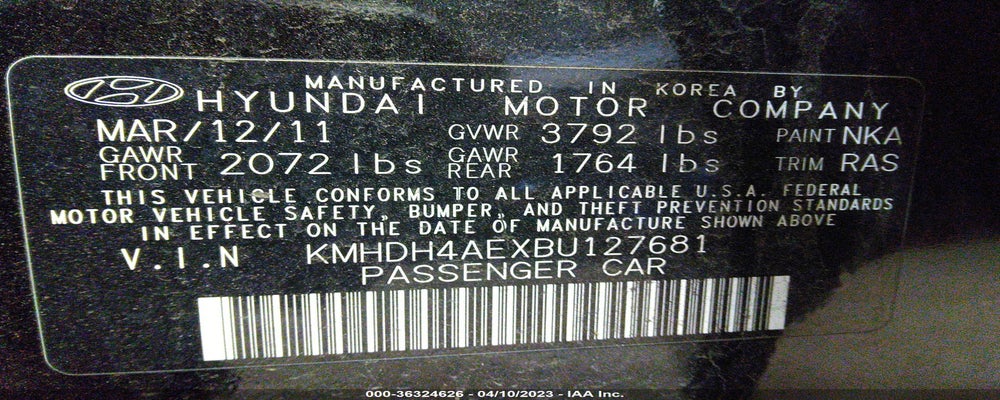 KMHDH4AEXBU127681 2011 HYUNDAI ELANTRA photo no. 9