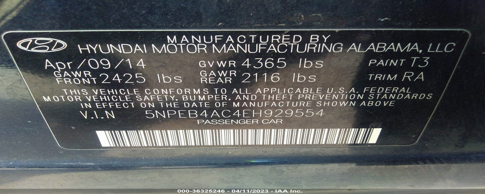 5NPEB4AC4EH929554 2014 HYUNDAI SONATA photo no. 9