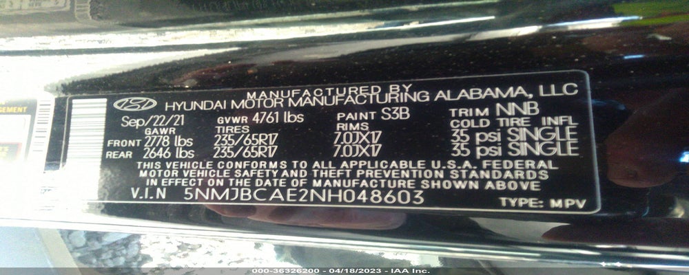 5NMJBCAE2NH048603 2022 HYUNDAI TUCSON photo no. 9